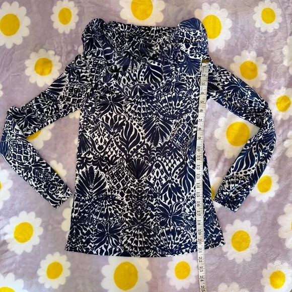 Lilly Pulitzer Sz XXS Belinda Off Shoulder Top High Tide Navy by Land or Sea - Picture 5 of 6